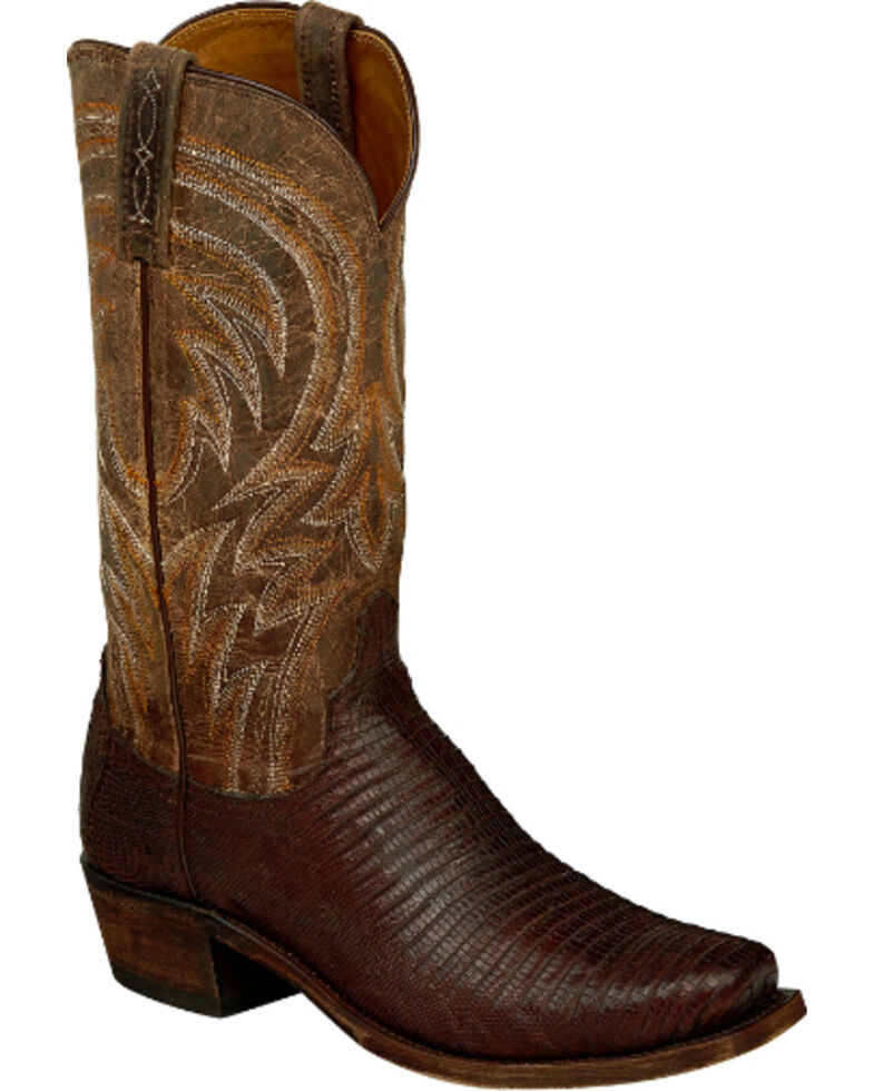 Lucchese Men's Handmade Tan Percy Lizard Boots - Narrow Square Toe , Tan, hi-res