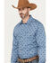 Image #2 - Rock & Roll Denim Men's Medallion Print Long Sleeve Snap Western Shirt, Blue, hi-res
