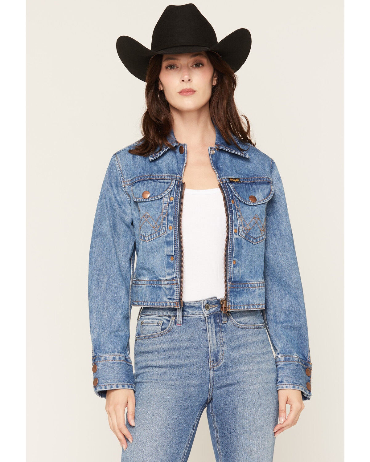 Image #1 - Wrangler Women's Cowboy Fade Denim Jacket, Light Wash, hi-res