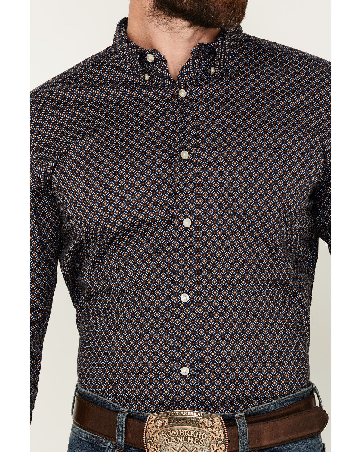 Image #3 - Cody James Men's Last Call Geo Print Long Sleeve Button-Down Shirt, , hi-res