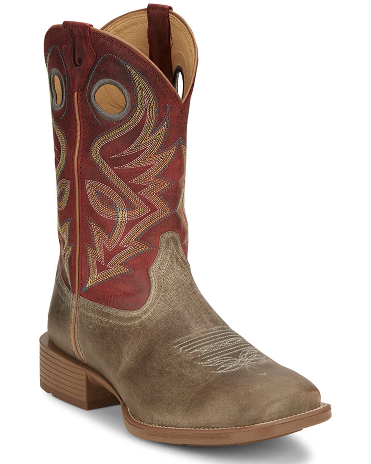 Justin Men's Pickett Western Boots - Broad Square Toe, Grey, hi-res