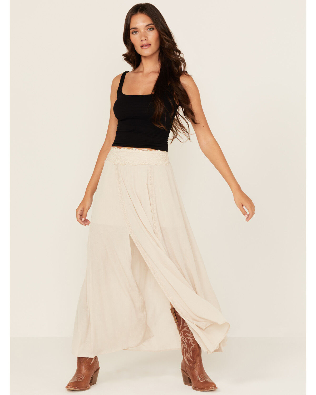 Image #1 - Shyanne Women's Lace Inset Maxi Skirt, Natural, hi-res