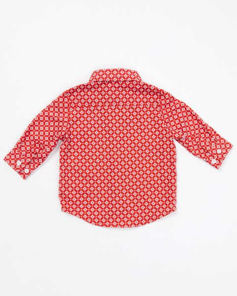Image #3 - Cinch Infant Boys' Geo Print Long Sleeve Button-Down Western Shirt, Red, hi-res