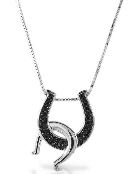 Image #1 - Kelly Herd Women's Black Double Horseshoe Necklace , Silver, hi-res