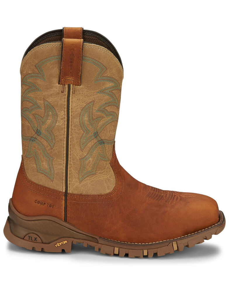 Tony Lama Men's Roustabout Straw Western Work Boots - Composite Toe, Tan, hi-res