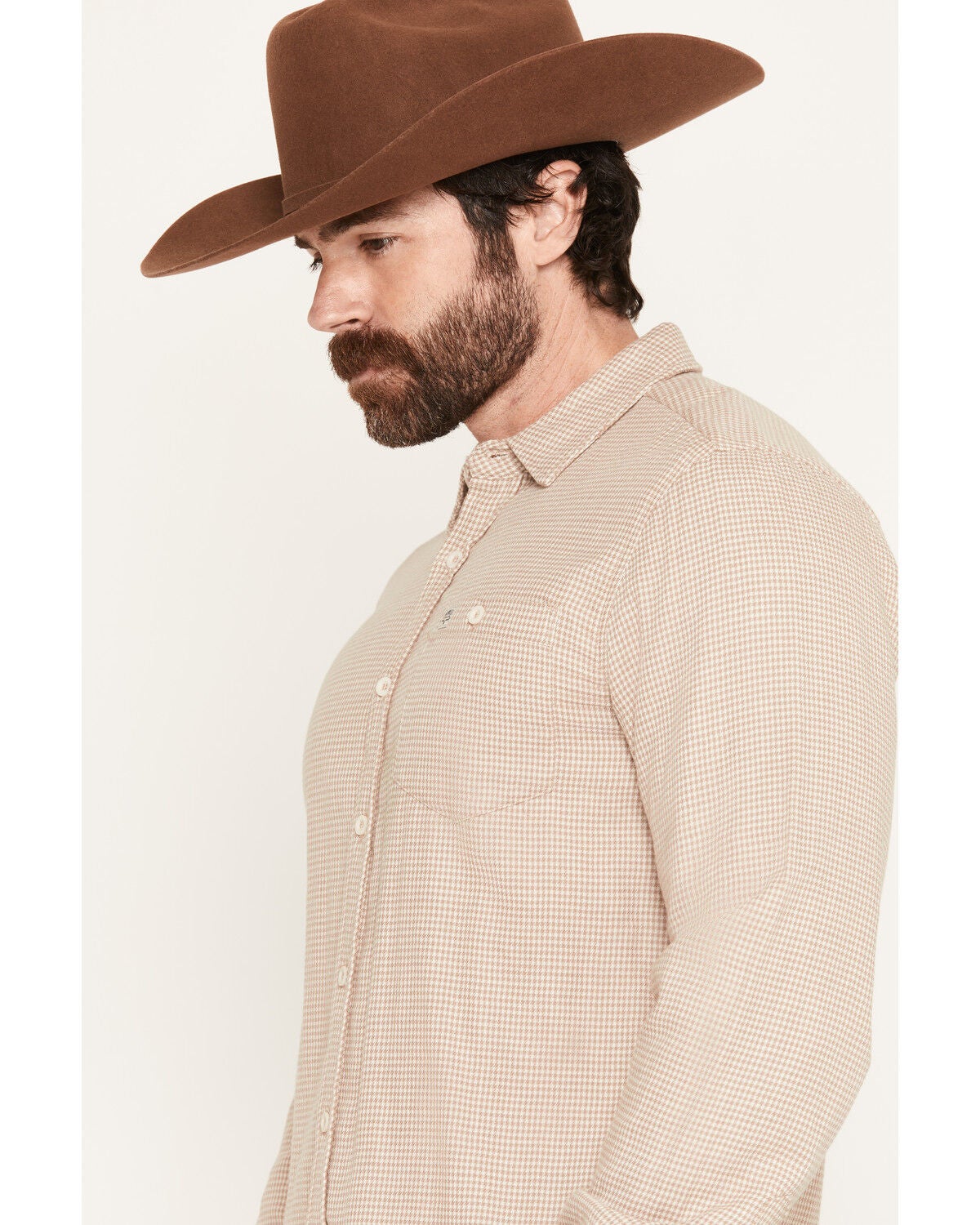 Image #2 - Kimes Ranch Men's Micro Checkered Long Sleeve Button-Down Western Shirt, Natural, hi-res