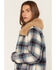 Image #2 - Shyanne Women's Brook Reversible Sherpa and Plaid Print Jacket, Royal Blue, hi-res