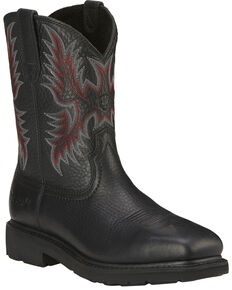 Ariat Men's Sierra Western Work Boots - Steel Toe, Black, hi-res