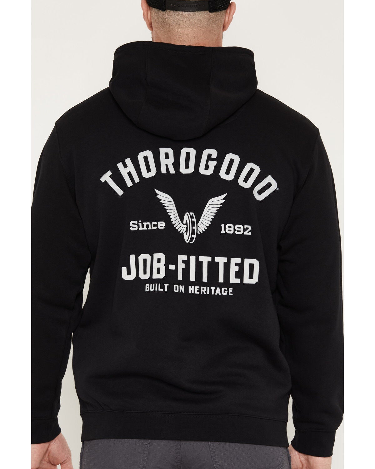 Image #4 - Thorogood Men's Job-Fitted Hooded Sweatshirt, Black, hi-res