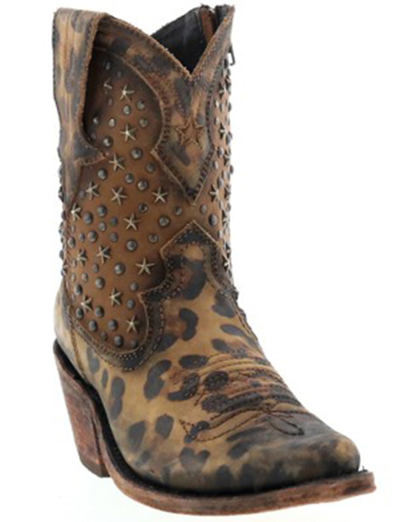 Caborca Silver by Liberty Black Women s Leopard Print Studded Short Western Boots Pointed Toe