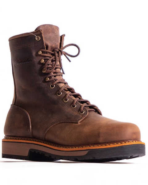 Silverado Men's 8" Lace-Up Work Boots - Soft Toe, Brown, hi-res