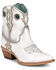 Image #1 - Corral Women's Patent Leather Inlay & Embroidery Western Booties - Snip Toe, White, hi-res