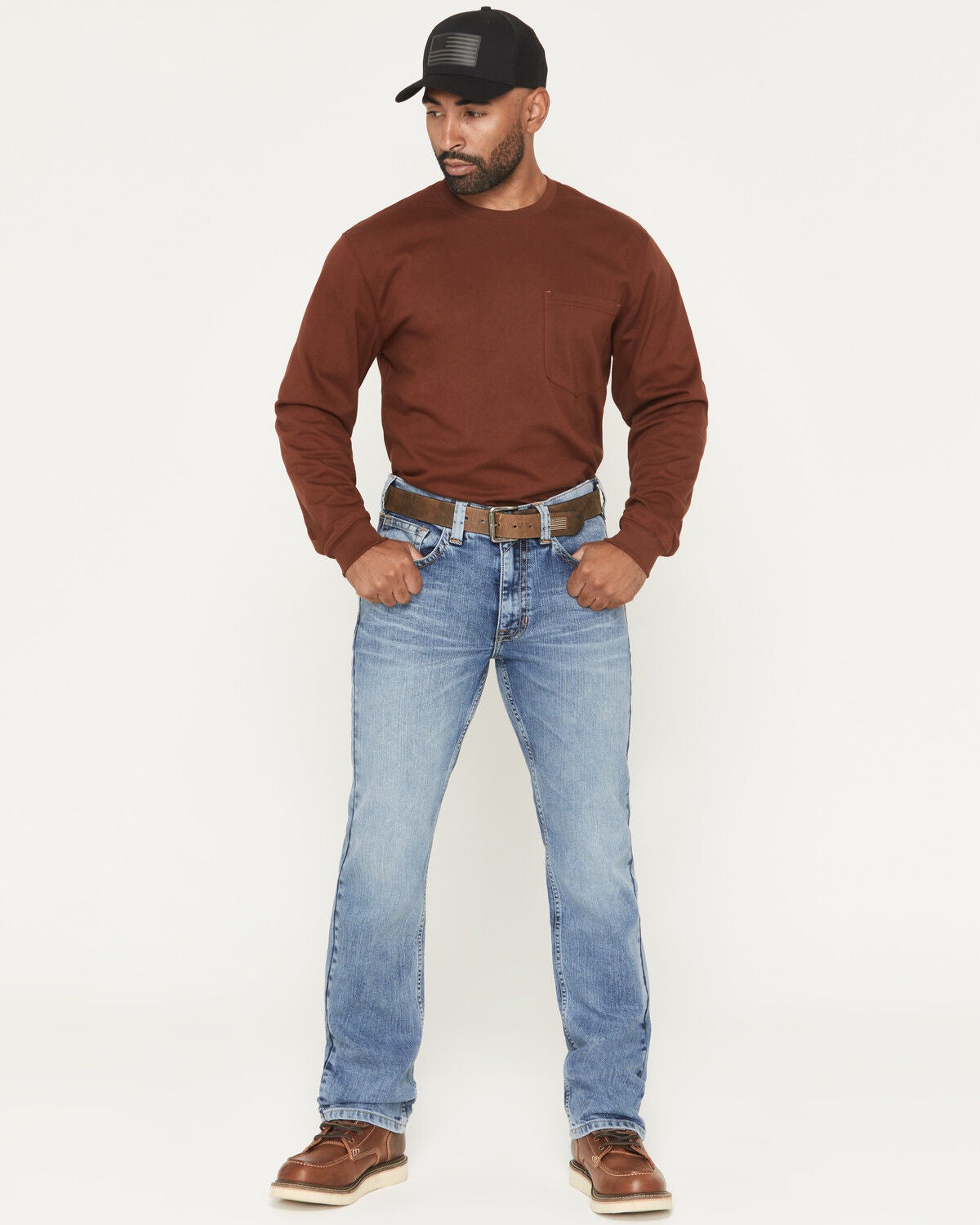 Cody James Men's FR Clover Leaf Wash Slim Straight Stretch Denim Jeans, Light Wash, hi-res