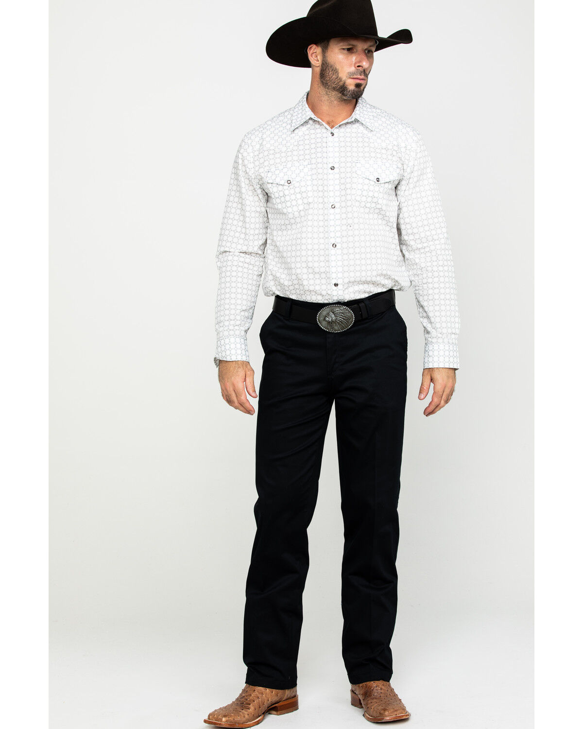 Image #6 - Wrangler Men's Casual Flat Front Western Pants, Black, hi-res
