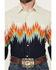 Image #3 - Panhandle Men's Southwestern Border Long Sleeve Snap Western Shirt, Navy, hi-res