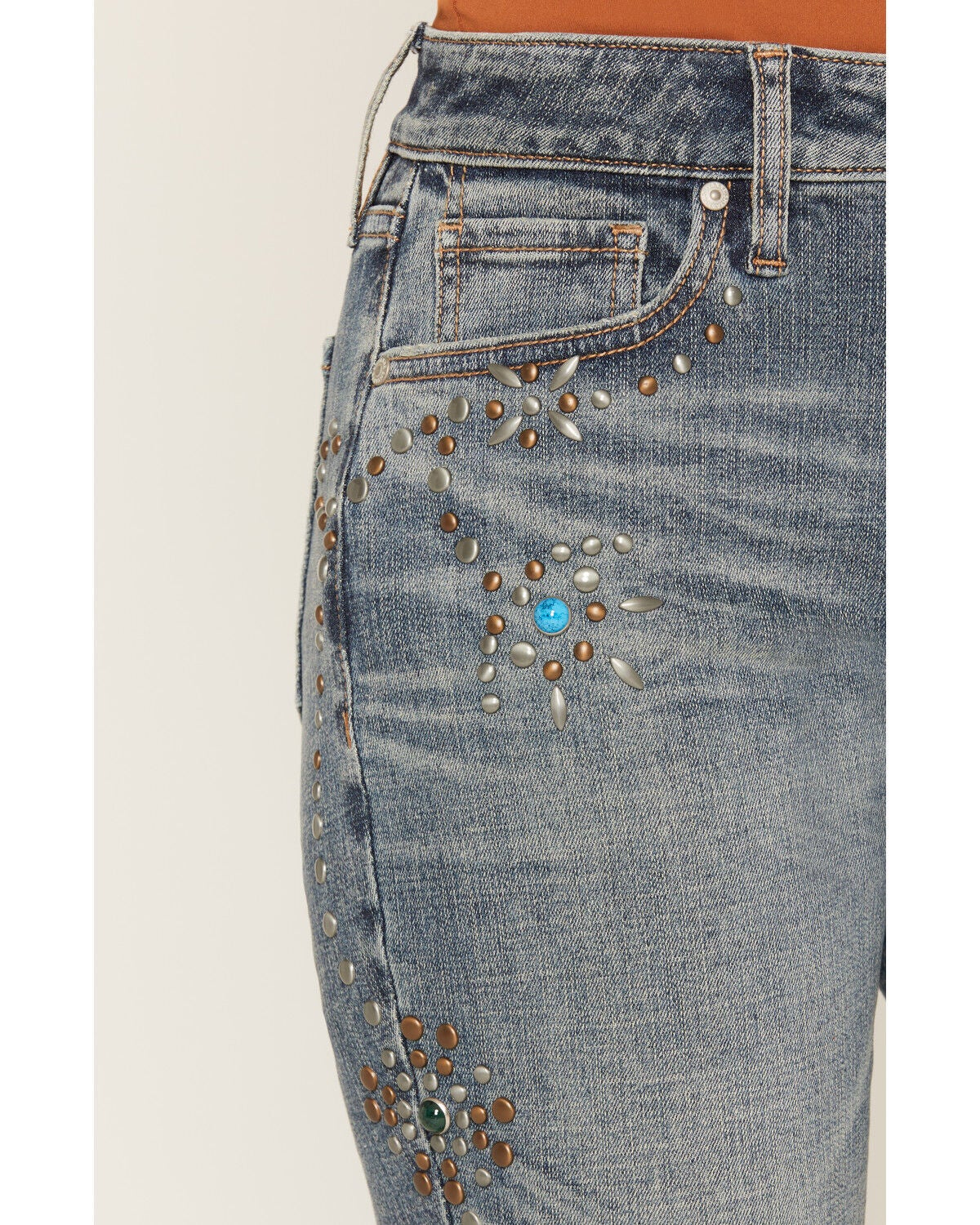 Image #2 - Shyanne Women's Spirit Studded Oversized Denim Jacket, Medium Wash, hi-res