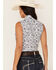Image #4 - Rough Stock by Panhandle Women's Floral Paisley Print Sleeveless Pearl Snap Western Core Shirt, White, hi-res