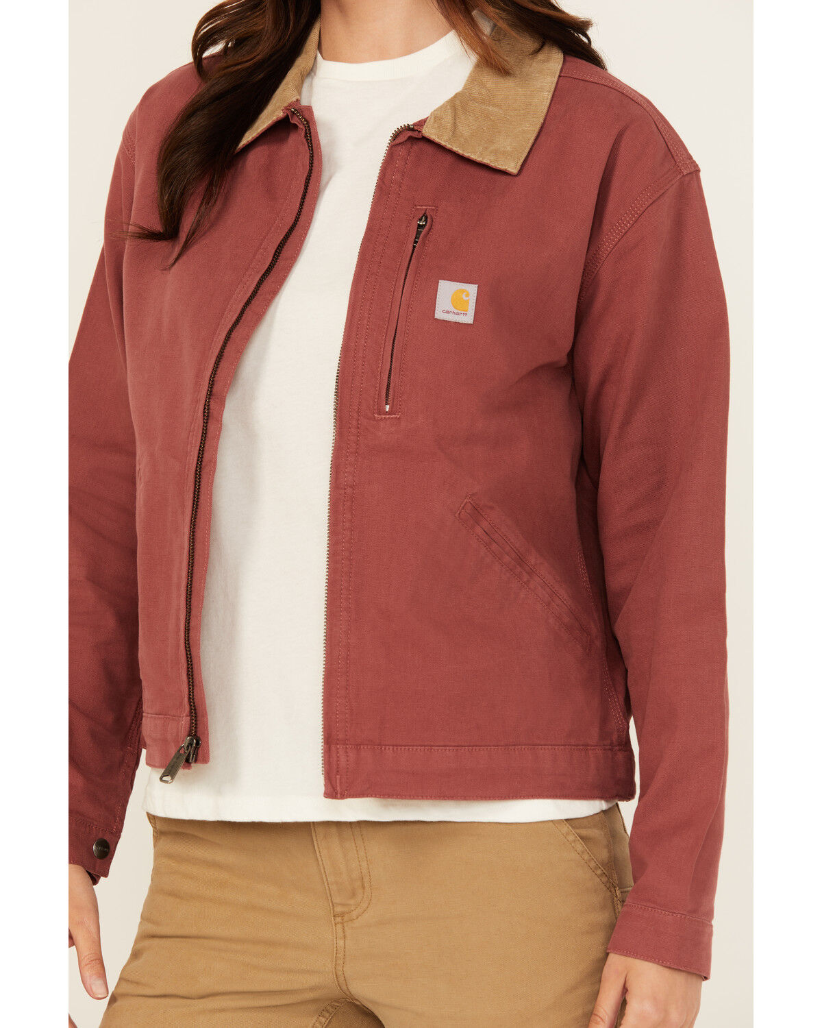 Image #3 - Carhartt Women's Rugged Flex® Loose Fit Canvas Detroit Jacket, Maroon, hi-res