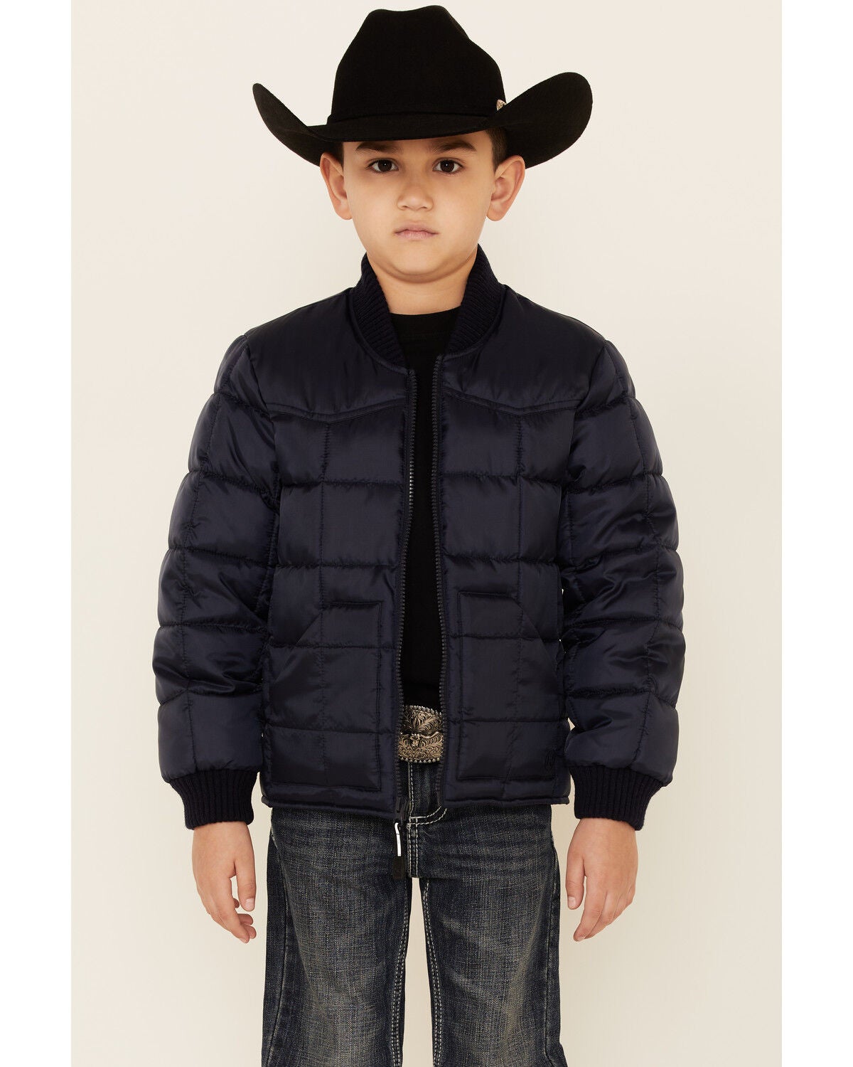 Image #1 - Roper Boys' Price Point Navy Poly Fill Zip-Front Jacket , , hi-res