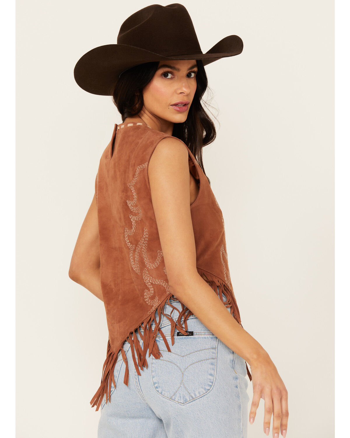 Image #4 - Double D Ranch Women's Rope & Ride Fringe Top, Copper, hi-res