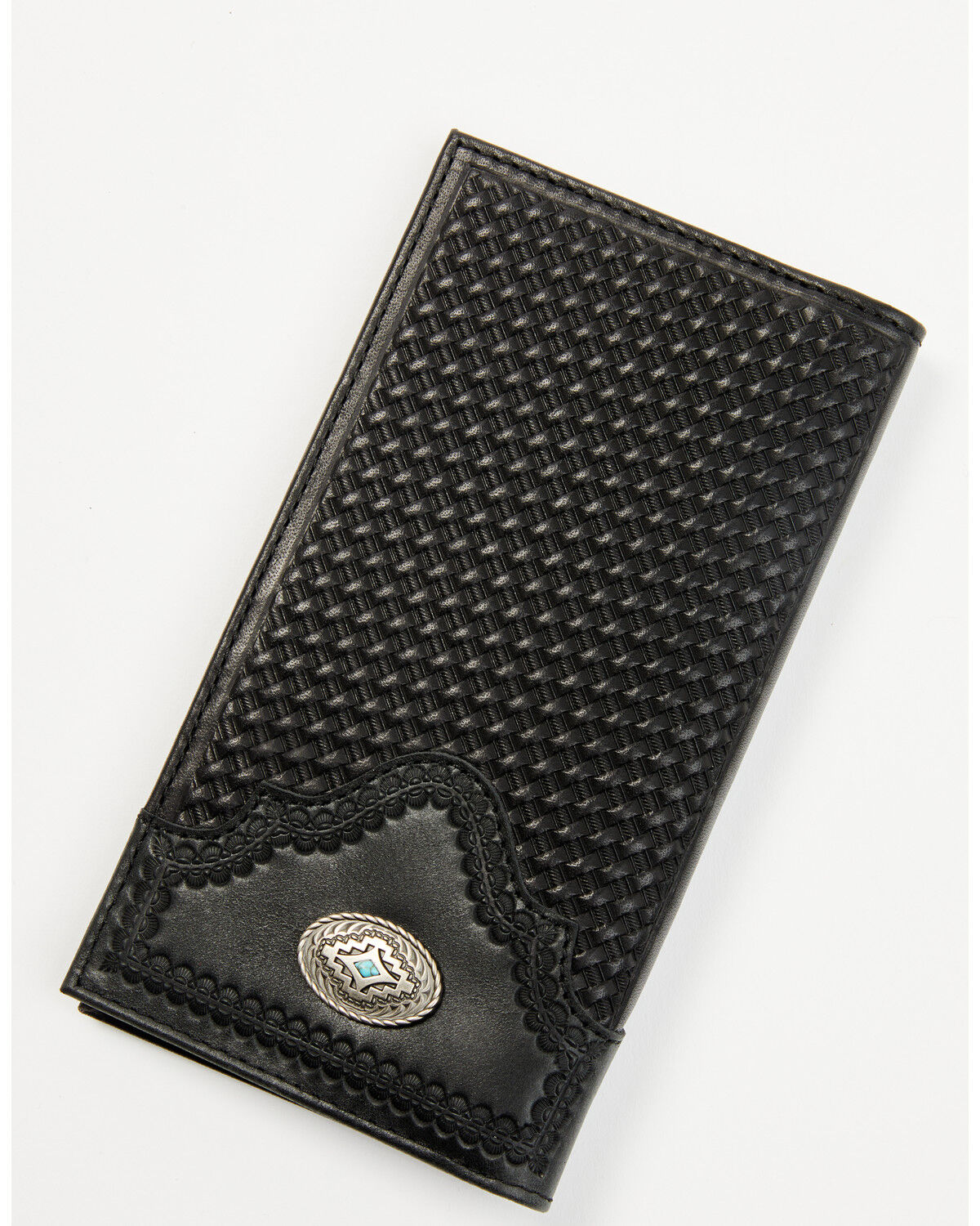 Image #1 - Cody James Men's Dwight Basketweave Tooled Rodeo Wallet, Black, hi-res