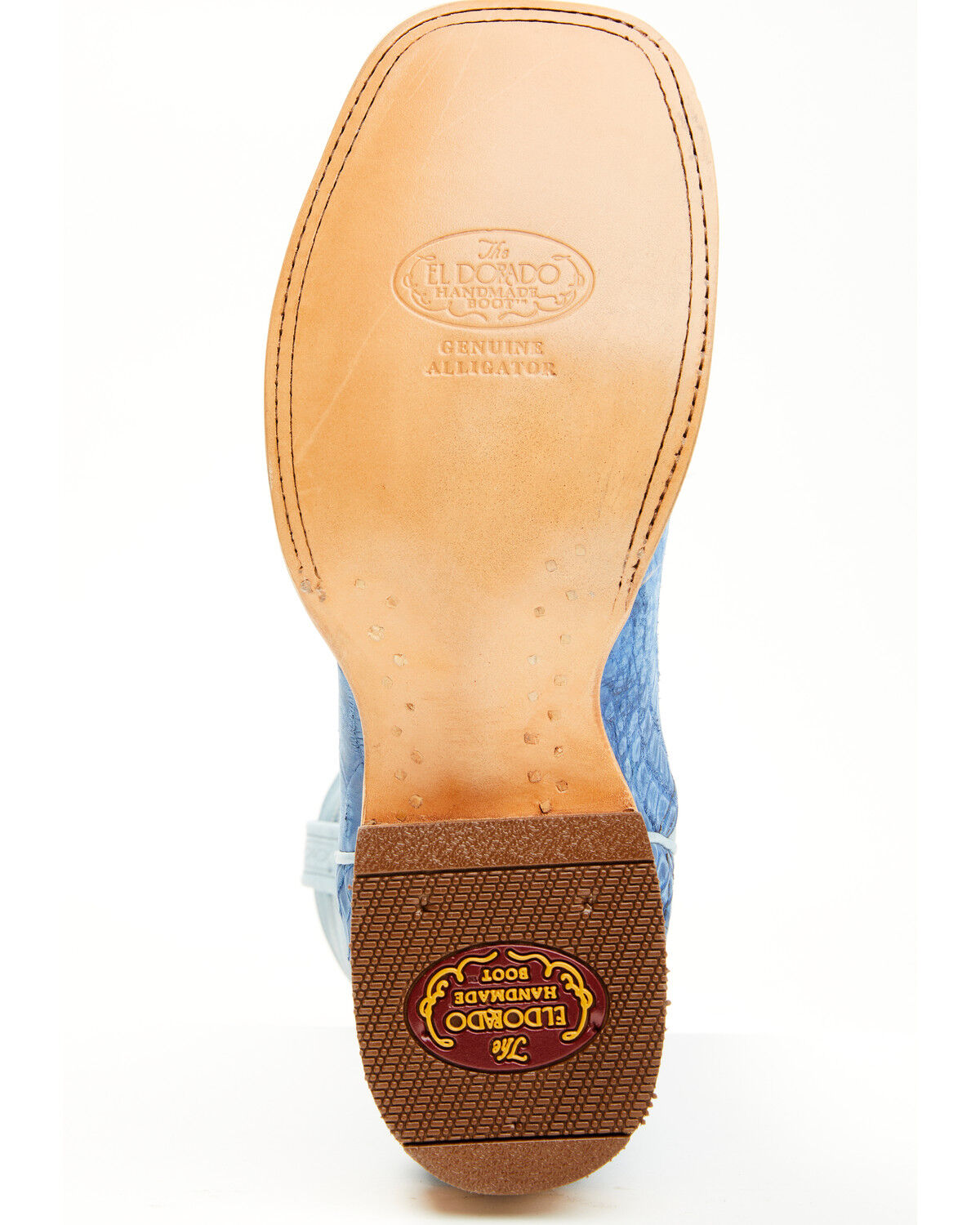 Image #7 - El Dorado Men's Exotic American Alligator Western Boots - Broad Square Toe, Blue, hi-res