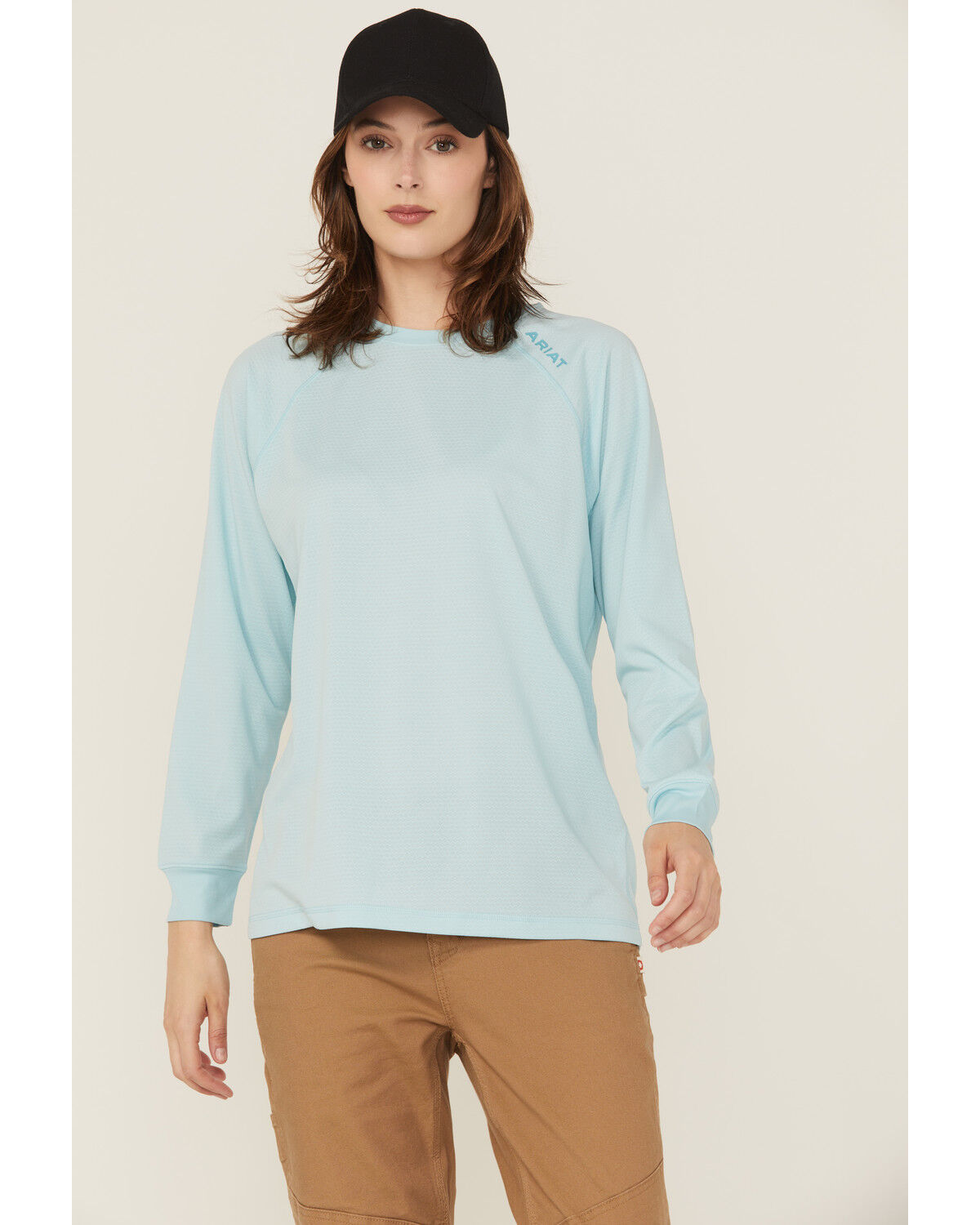 Image #1 - Ariat Women's Rebar Heat Fighter Essential Long Sleeve Work Tee, Blue, hi-res
