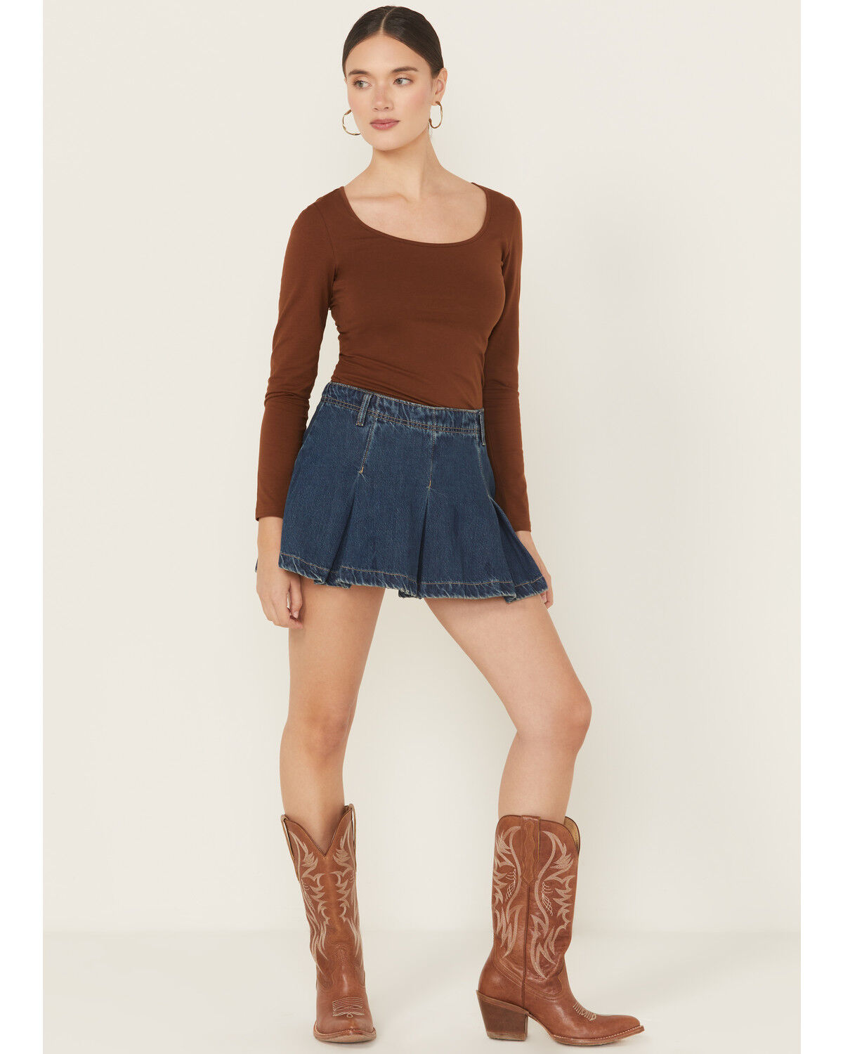 Image #1 - Free People Women's Madison Ave Dark Wash Mini Denim Skirt, Dark Wash, hi-res