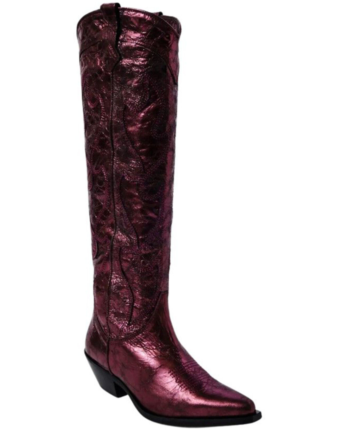 Image #1 - Free People Women's Moody Metallic Tall Western Boots - Snip Toe, Purple, hi-res