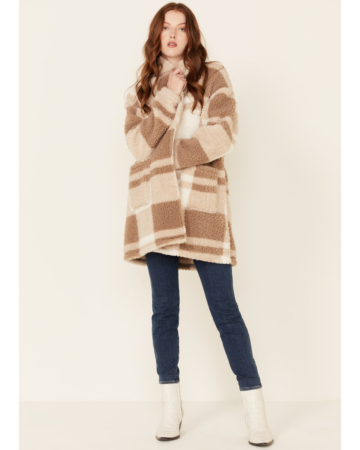 open front sherpa cardigan