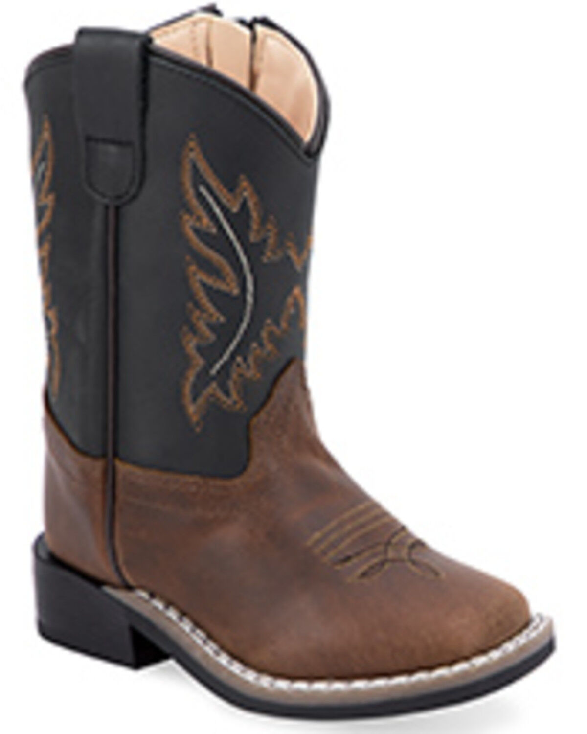 Image #1 - Old West Toddler Boys' Western Boots - Broad Square Toe, Black, hi-res