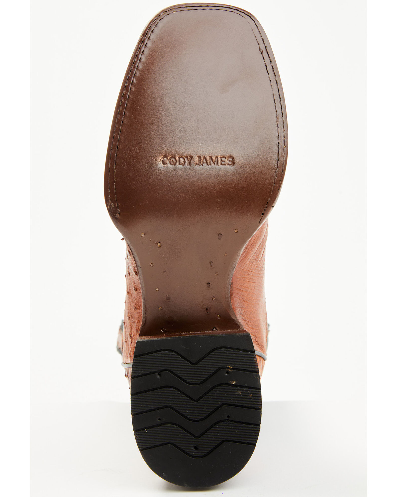 Image #7 - Cody James Men's Exotic Ostrich Western Boots - Broad Square Toe, Cognac, hi-res