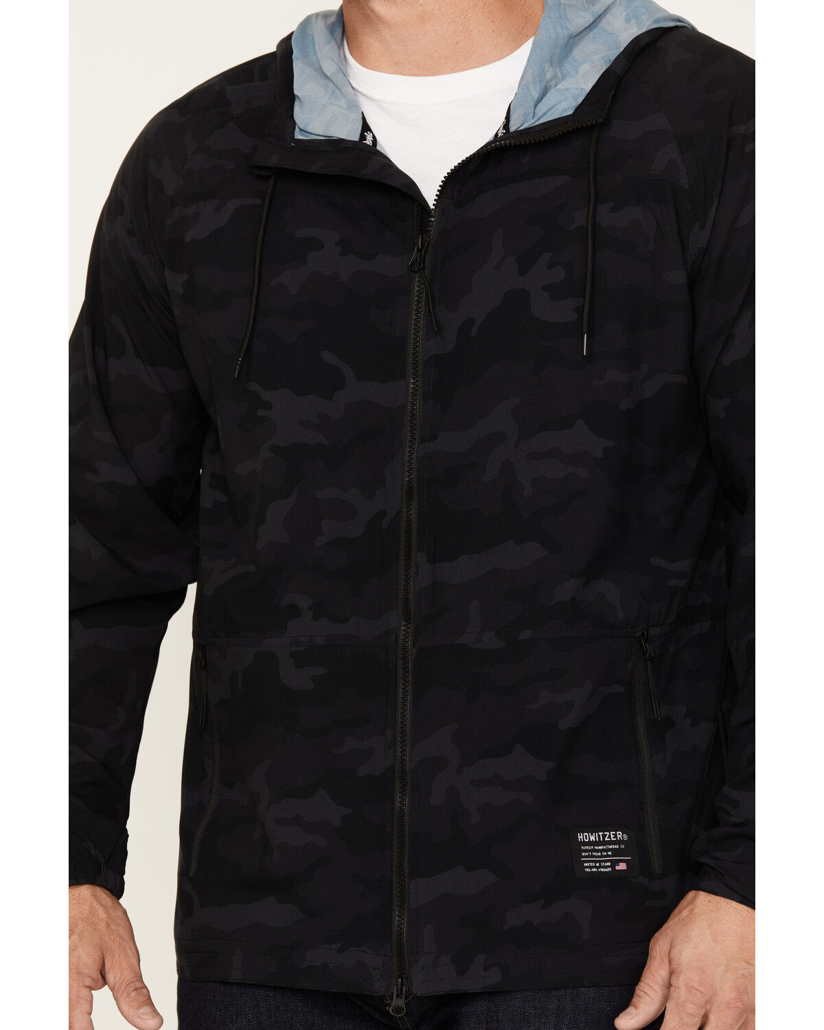 Image #3 - Howitzer Men's Camo Combatant Hooded Track Jacket, Black, hi-res