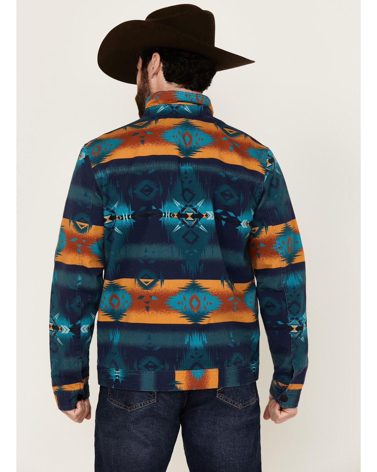 Image #4 - RANK 45® Men's Twill Southwestern Print Jacket, Dark Blue, hi-res