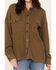 Image #3 - Cleo + Wolf Women's Waffle Knit Shacket, Olive, hi-res