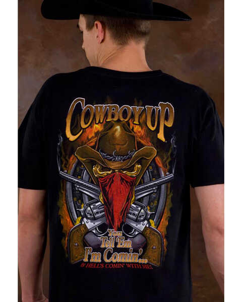 Image #1 - Cowboy Up Men's Skeleton Cowboy Short Sleeve Graphic T-Shirt, Black, hi-res