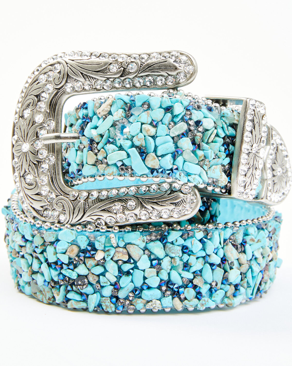 Image #1 - Shyanne Women's Mesh Bling Western Belt, Turquoise, hi-res