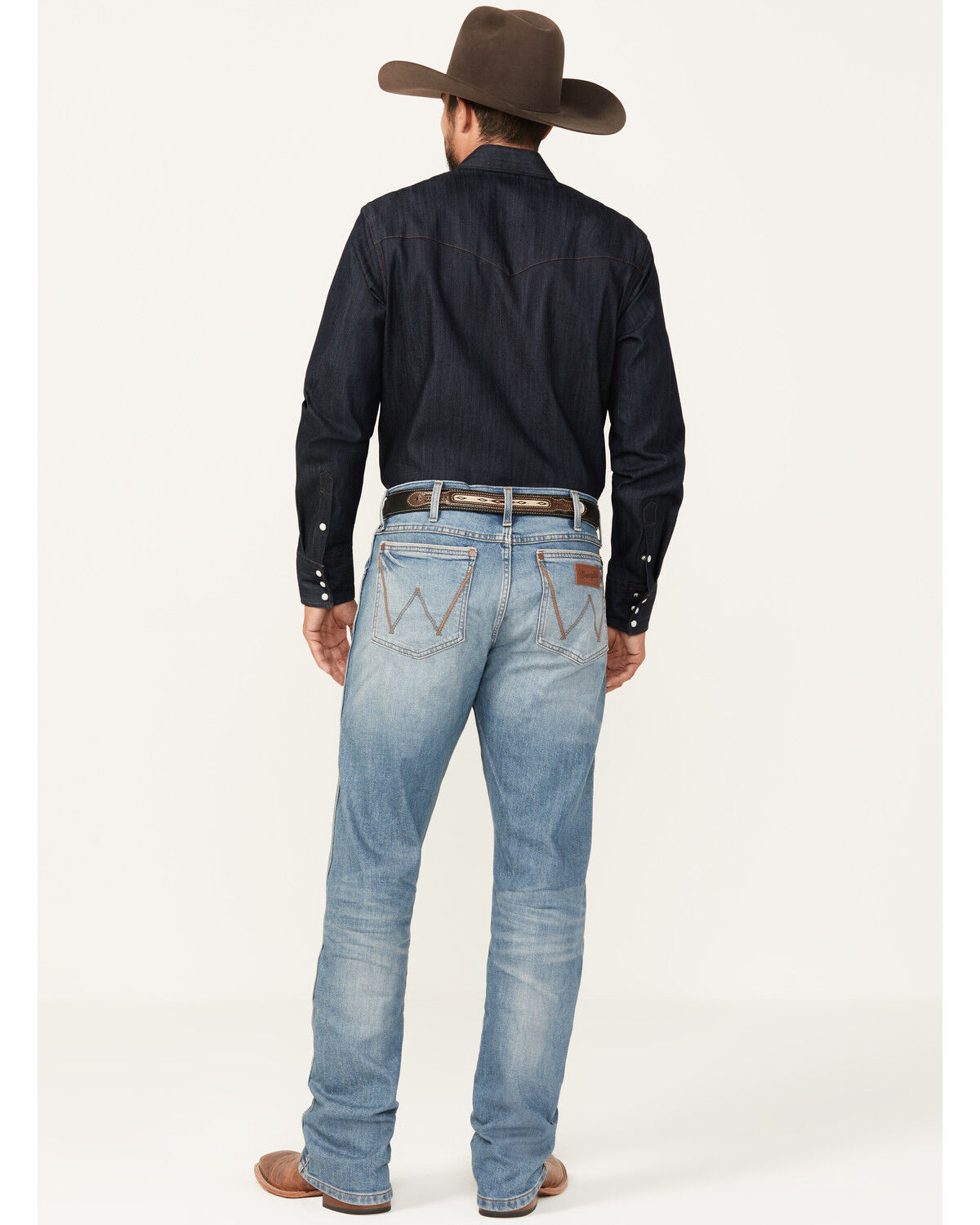 Image #3 - Wrangler Retro Men's Oleson Medium Wash Slim Bootcut Stretch Denim Jeans, , hi-res