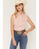 Image #1 - Ely Walker Women's Western Motif Stripe Print Sleeveless Snap Western Shirt, Pink, hi-res