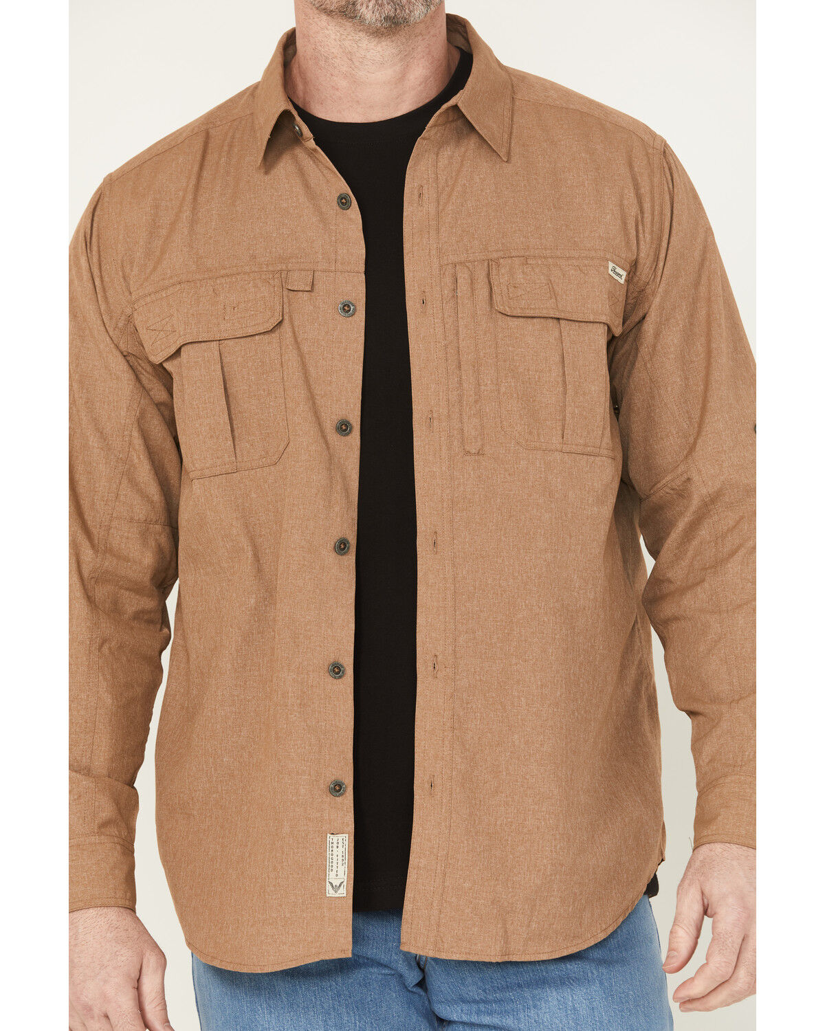Image #3 - Thorogood Men's Convertible Long Sleeve Work Shirt, Lt Brown, hi-res