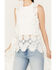 En Creme Women's Medallion Crochet High Low Tank, White, hi-res