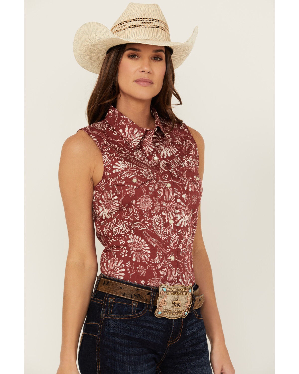 Wrangler Retro Women's Paisley Print Sleeveless Pearl Snap Western Shirt -  Country Outfitter