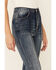 Image #2 - Flying Tomato Women's High Rise Dark Acid Wash Front Pintuck Flare Jeans, Indigo, hi-res