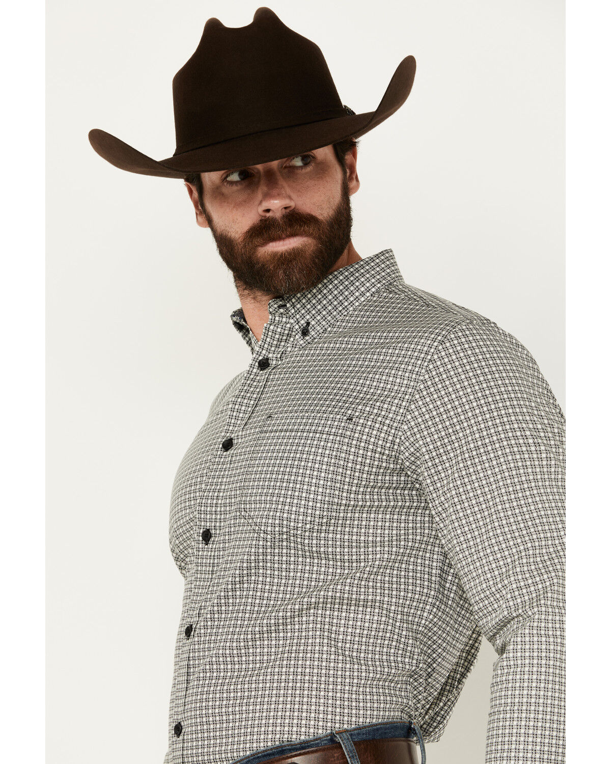 Image #2 - Cody James Men's Burro Checkered Print Long Sleeve Button-Down Shirt, Black, hi-res