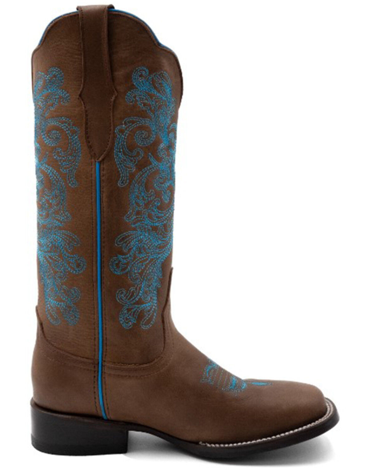 Image #2 - Ferrini Women's Ella Cross Western Boots - Broad Square Toe, Brown, hi-res