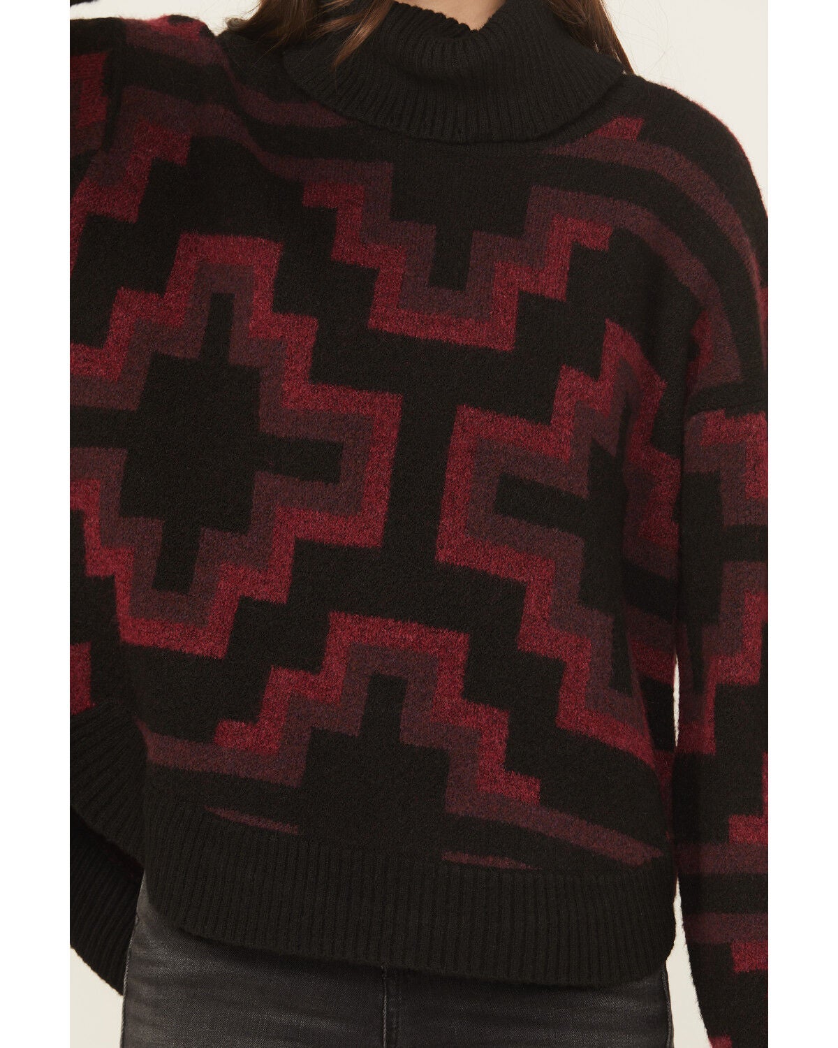 Image #3 - Ariat Women's Southwestern Print Turtleneck Sweater, Black, hi-res