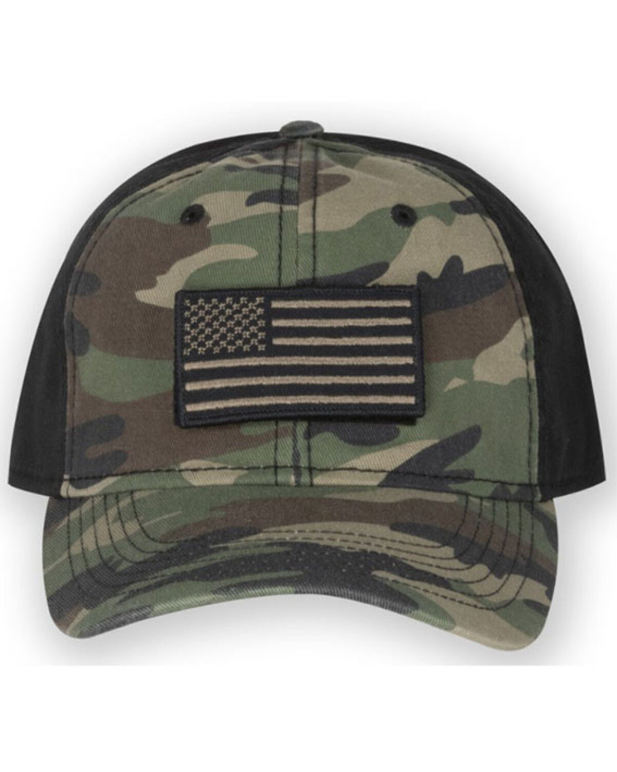 Image #1 - Dri-Duck Men's Camo Print Flag Patch Ball Cap, Camouflage, hi-res