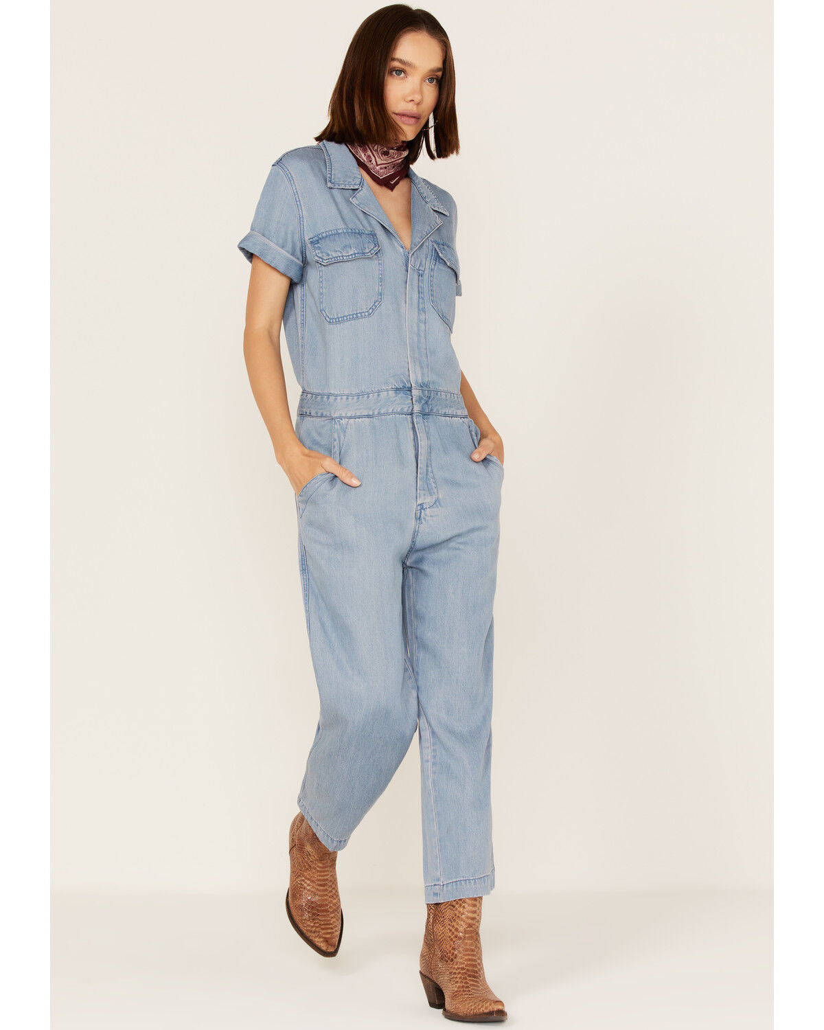 Image #2 - Stetson Women's Denim Short Sleeve Jumpsuit, , hi-res