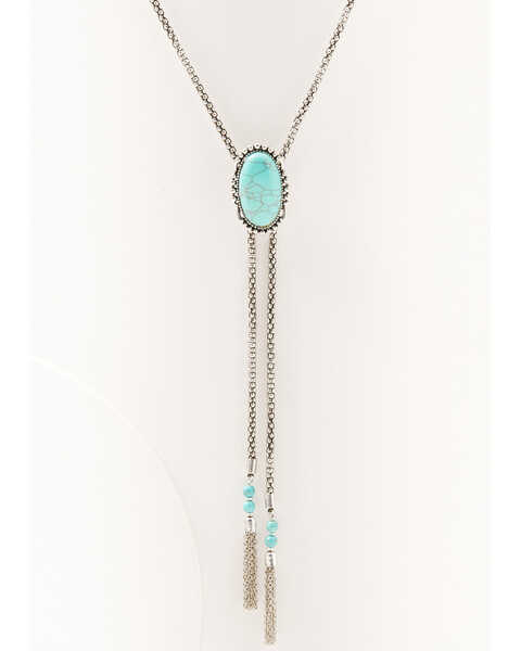 Image #2 - Prime Time Women's Turquoise Stone Bolo Necklace, Silver, hi-res