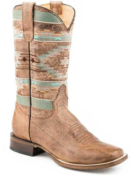 Roper Women's Mesa Western Boots - Broad Square Toe, Brown, hi-res